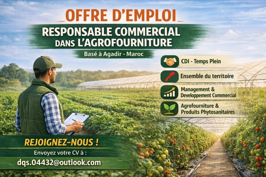 OFFRE D’EMPLOI: RESPONSABLE COMMERCIAL DANS L’AGROFOURNITURE